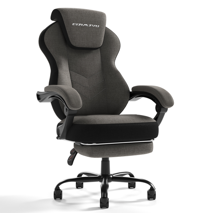 Dark Grey Racing-Style High-Back Office Chair with Padded Arms