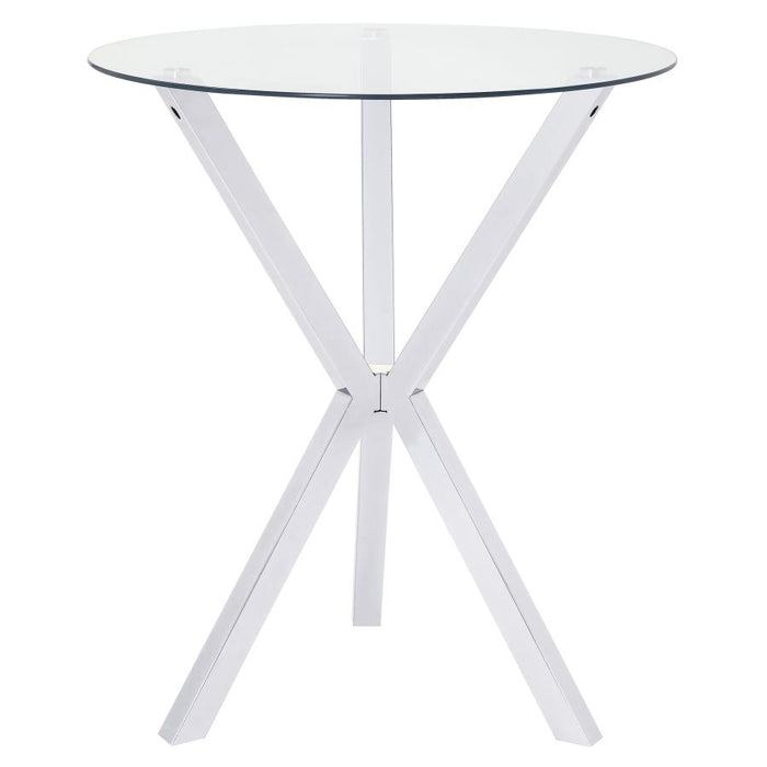 Denali Round Glass Top Bistro Bar Table Chrome