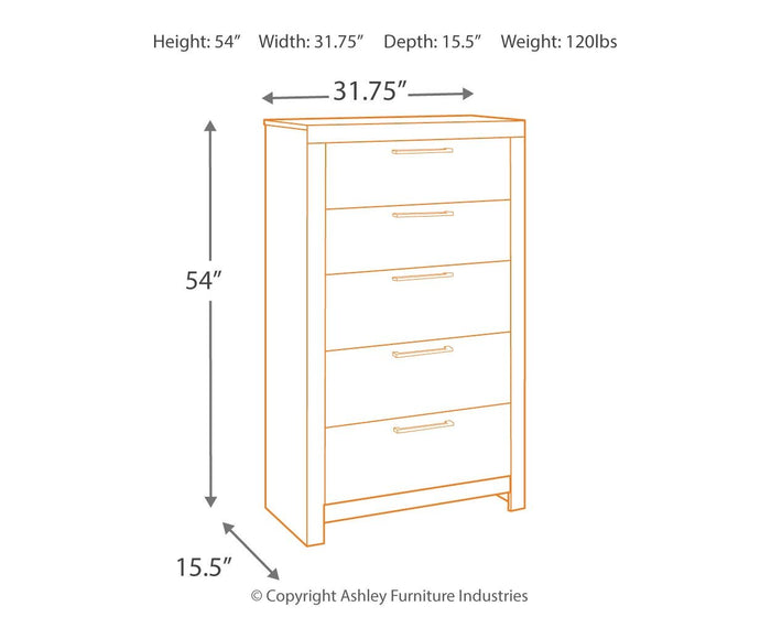 Derekson - Multi Gray - Five Drawer Chest by Benchcraft® | Bel Furniture