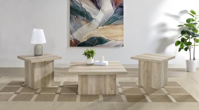 Devar - Square Coffee End Table Set - Distressed Pine
