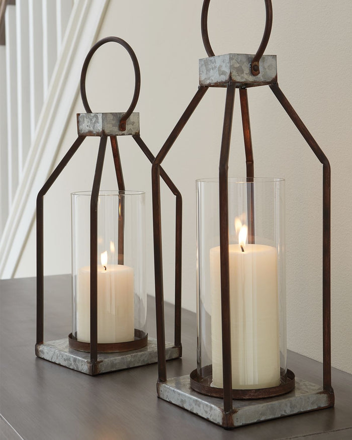 Diedrick - Gray / Black - Lantern Set (Set of 2) by Signature Design by Ashley® | Bel Furniture