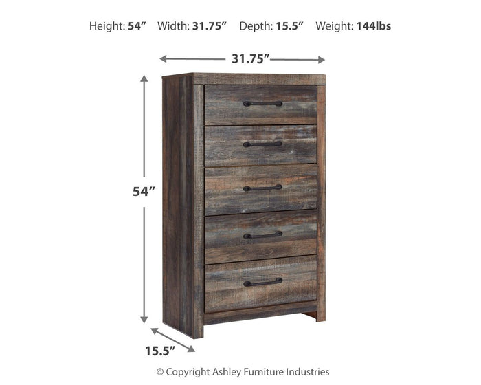 Drystan - Five Drawer Chest - Brown / Beige - view 4