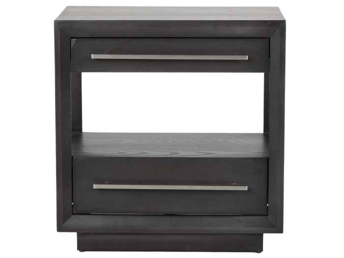 Durango Sofia Grey 2-Drawer Nightstand with Open Shelf & Brushed Pewter Bar Pulls
