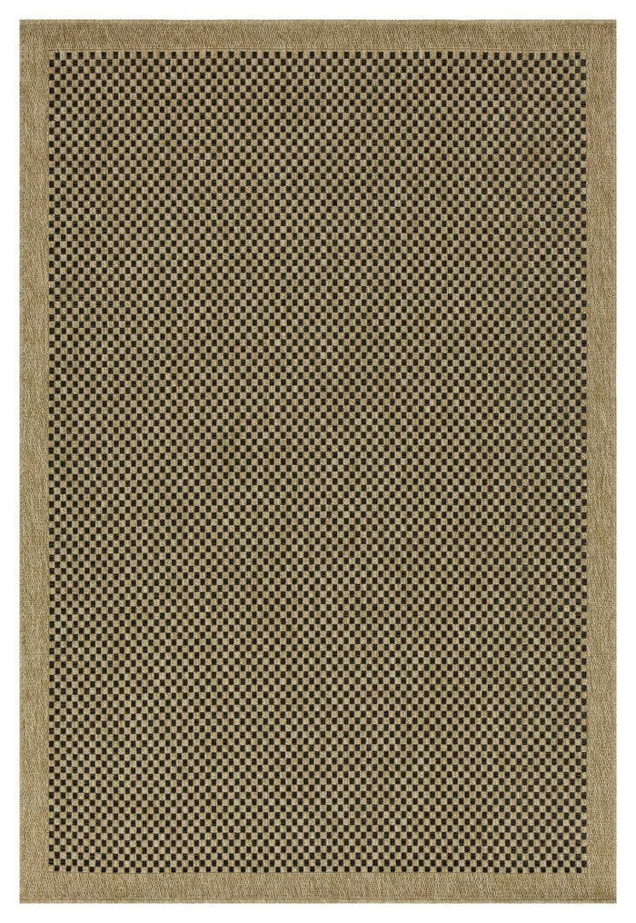 Earth - 5'3" X 7'3" Indoor, Outdoor Area Rug, Polypropylene - Jute / Black