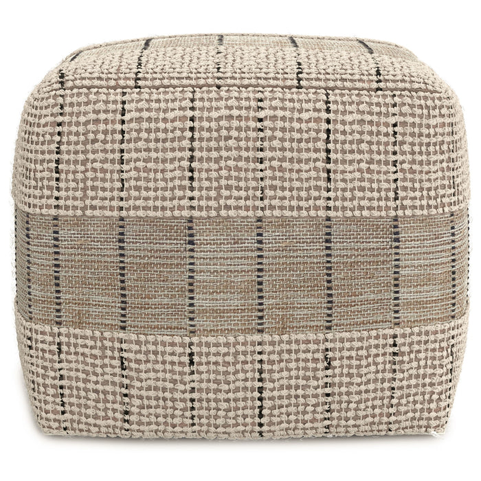 Elmer - Square Woven Pouf - Natural / Gray by Simpli-Home | Bel Furniture