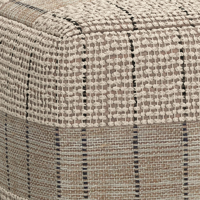 Elmer - Square Woven Pouf - Natural / Gray by Simpli-Home | Bel Furniture