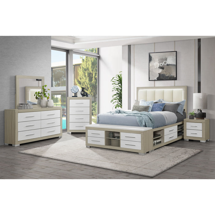 Elsa - 2 Toned Nightstand With Bar Handle And Spacious Drawers - view 8