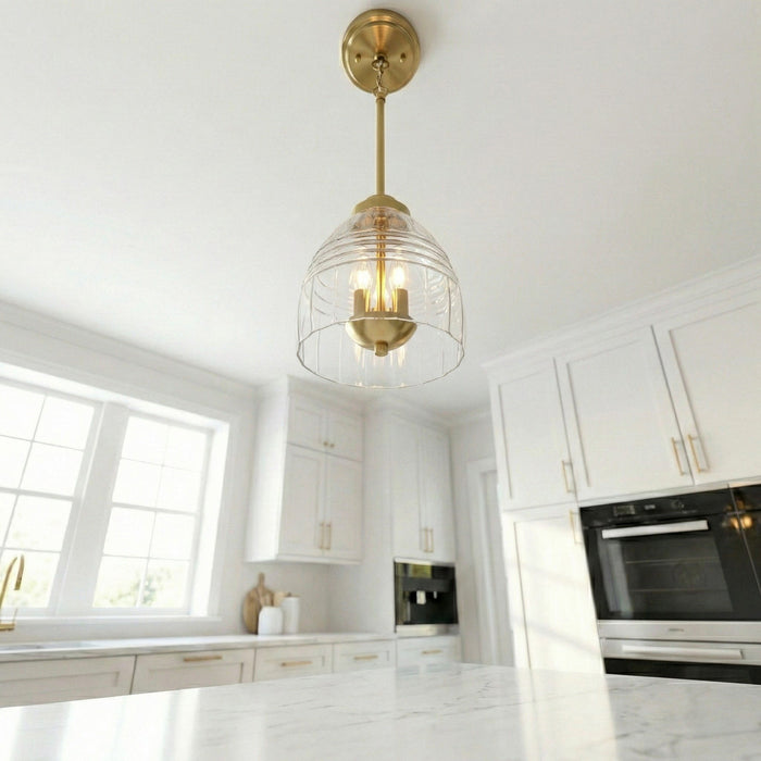 Ember - 3 Candle Lights Chain Pendant - Clear / Gold - view 7