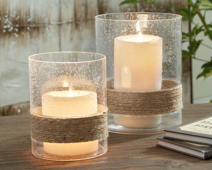 Eudocia - Clear - Candle Holder Set (Set of 2) by Signature Design by Ashley® | Bel Furniture
