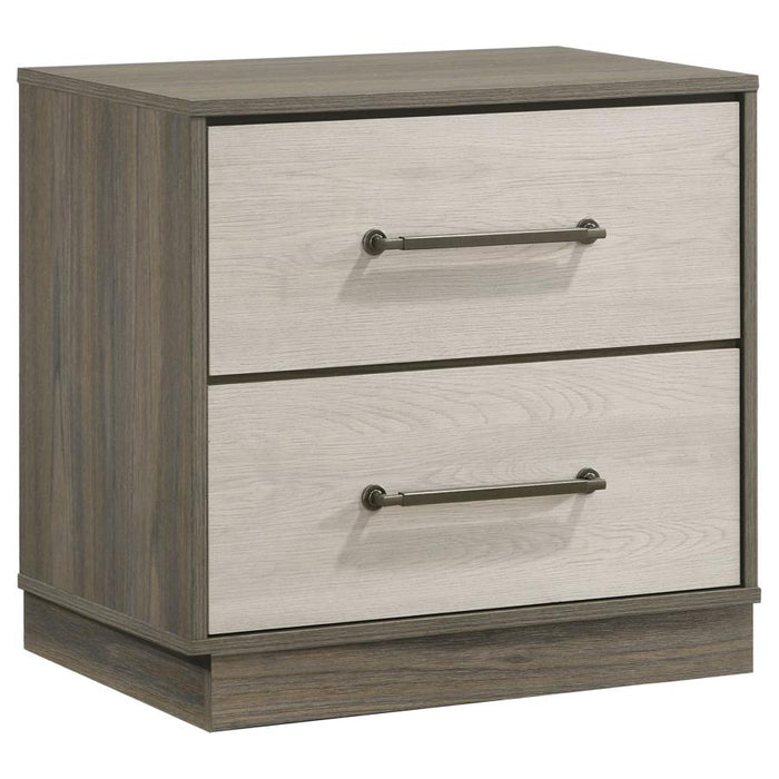 Fenwick 2-Drawer Nightstand Bedside Table Gray Oak