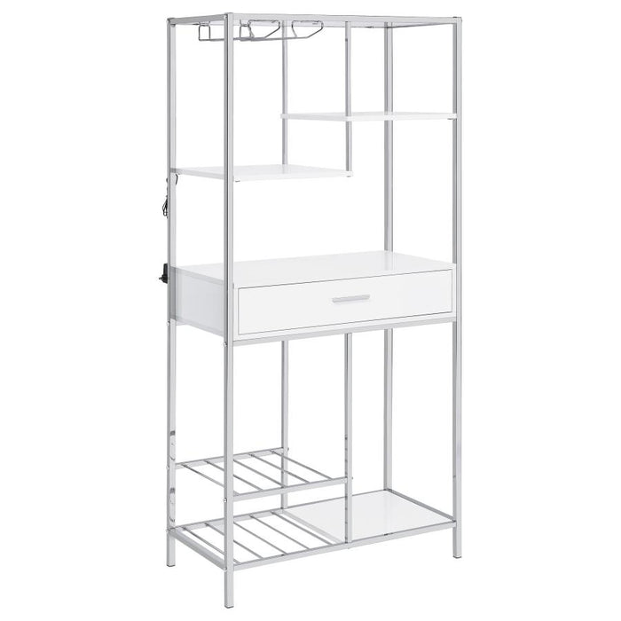 Figueroa 5-Shelf Wine Storage Bar Cabinet White High Gloss