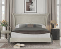 Fog Upholstered Wingback Bed with Nailhead Trim