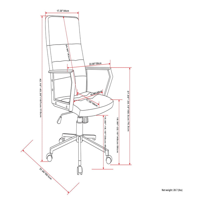 Foley - Swivel Office Chair - Distressed Blue - view 3