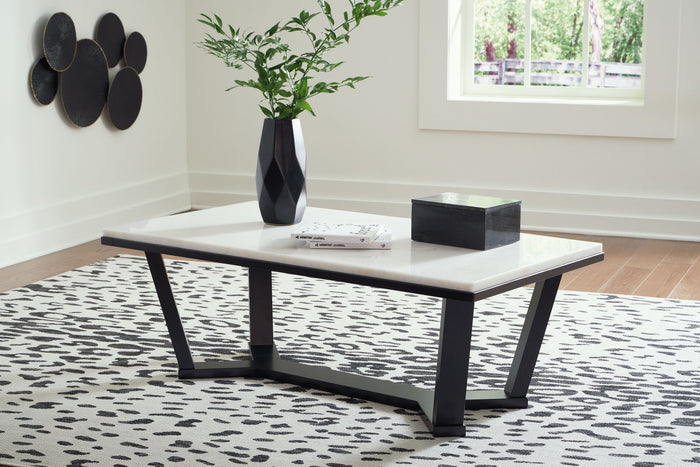 Fostead - White / Espresso - Rectangular Cocktail Table by Signature Design by Ashley® | Bel Furniture