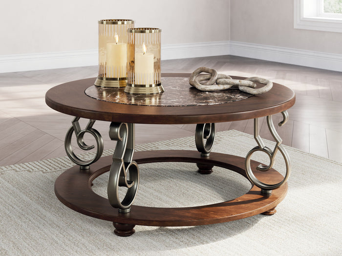 Frallyn - Round Cocktail Table - Dark Brown - view 2
