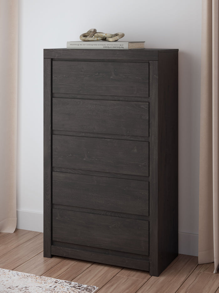 Fraluna - Charcoal - Five Drawer Chest by Signature Design by Ashley® | Bel Furniture