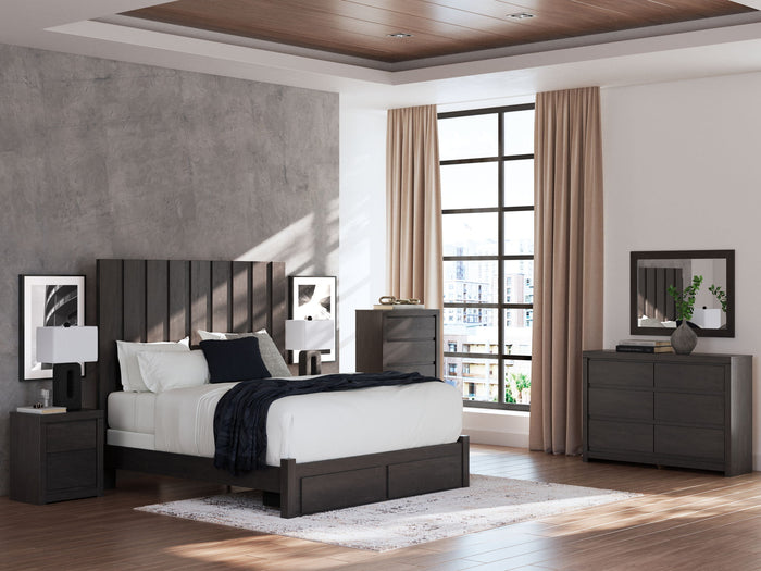 Fraluna - Two Drawer Night Stand - Charcoal - view 5