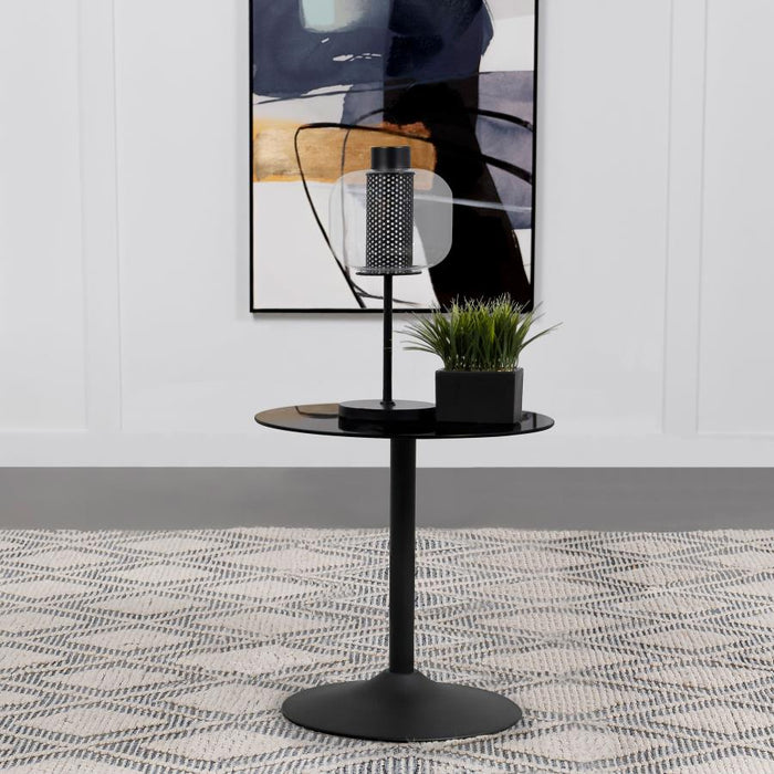 Ganso - Round Metal Coffee Table With Tempered Glass Top