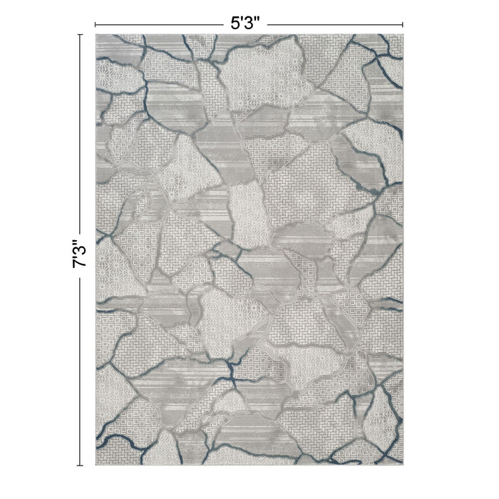 Geometrix - 5'3" X 7'3" Area Rug, Geometric 3D Effect - Gray / Ivory - view 2