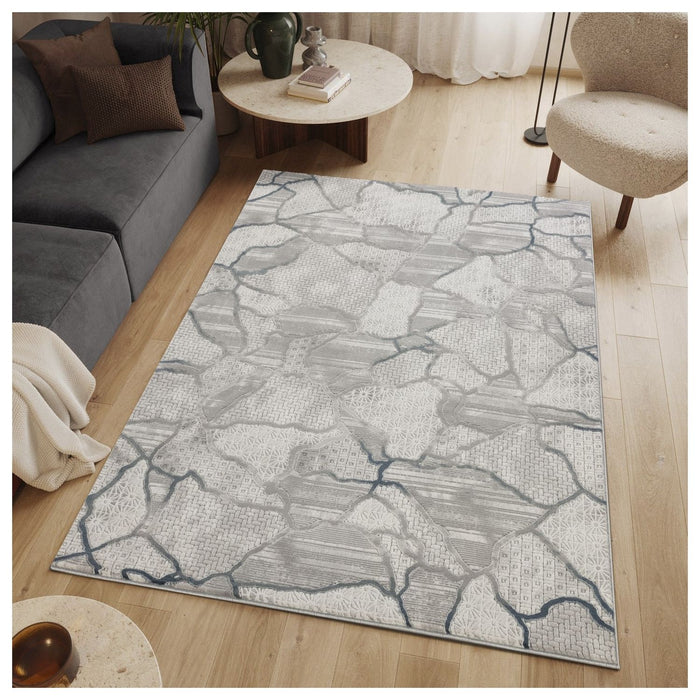 Geometrix - 5'3" X 7'3" Area Rug, Geometric 3D Effect - Gray / Ivory - view 5