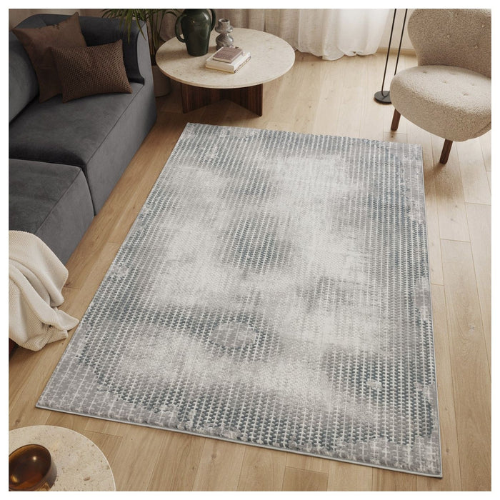 Geometrix - 5'3" X 7'3" Area Rug, Geometric 3D Effect - Ivory / Gray - view 2