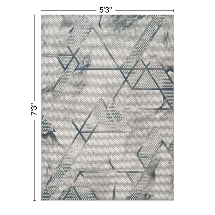 Geometrix - 5'3" X 7'3" Area Rug & Geometric, 3D Effect - Ivory / Gray - view 2