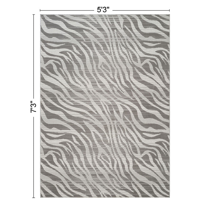Geometrix - 5'3" X 7'3" Area Rug Geometric & 3D Effect - Ivory / Gray - view 2