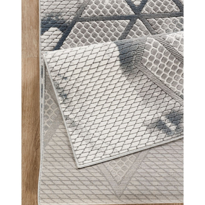 Geometrix - 5'3" X 7'3" Area Rug & Geometric, 3D Effect - Ivory / Gray - view 3