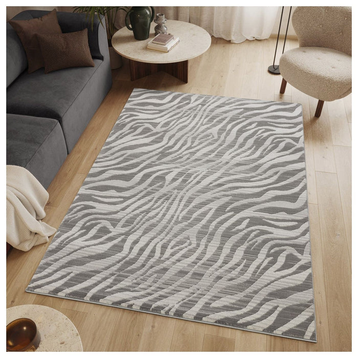 Geometrix - 5'3" X 7'3" Area Rug Geometric & 3D Effect - Ivory / Gray - view 4