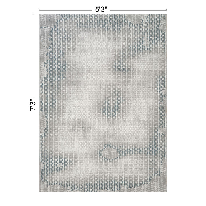 Geometrix - 5'3" X 7'3" Area Rug, Geometric 3D Effect - Ivory / Gray - view 5