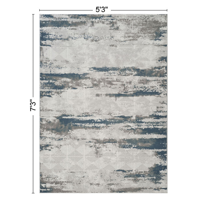 Geometrix - 5'3" X 7'3" Area Rug With Geometric 3D Effect - Gray / Ivory - view 4