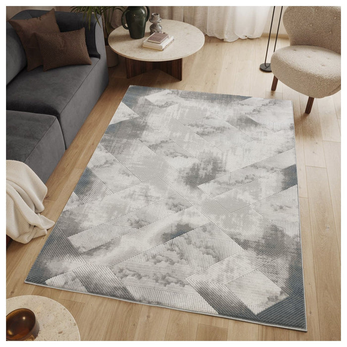 Geometrix - 5'3" X 7'3" Area Rug With Geometric 3D Effect - Ivory / Gray - view 2