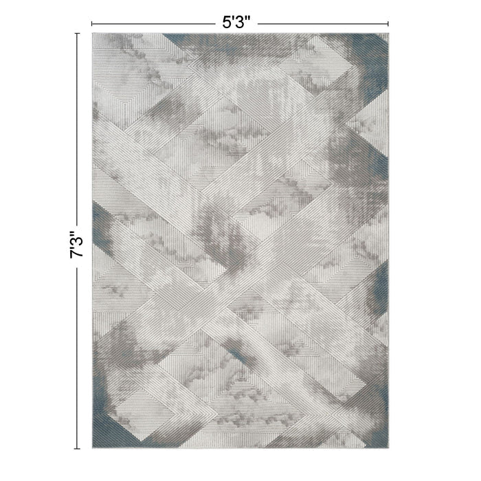 Geometrix - 5'3" X 7'3" Area Rug With Geometric 3D Effect - Ivory / Gray - view 4