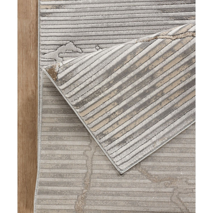 Geometrix - 5'3" X 7'3" Area Rug With Geometric, 3D Effect - Ivory / Gray - view 5