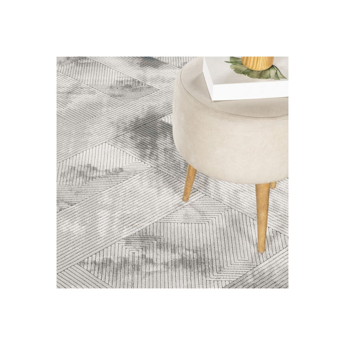 Geometrix - 5'3" X 7'3" Area Rug With Geometric 3D Effect - Ivory / Gray - view 5