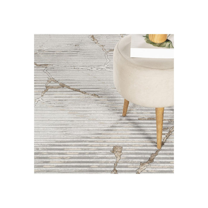 Geometrix - 5'3" X 7'3" Area Rug With Geometric, 3D Effect - Ivory / Gray - view 6