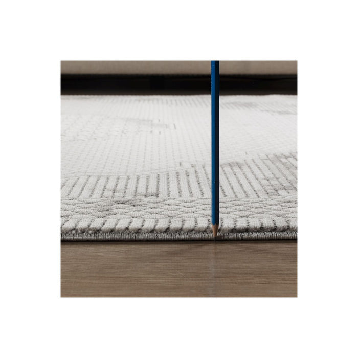 Geometrix - 5'3" X 7'3" Medallion Area Rug With Geometric 3D Effect - Ivory / Gray - view 6