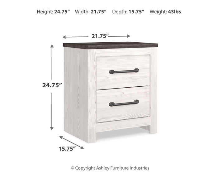 Gerridan - Two Drawer Night Stand - White / Gray - view 3