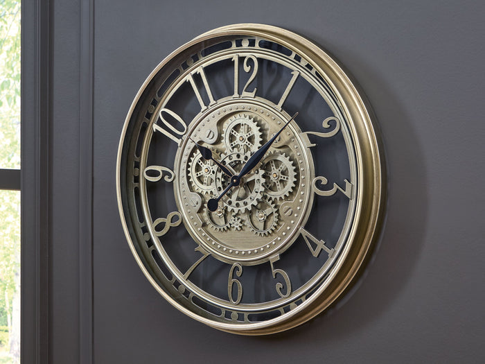 Gilover - Champagne Finish - Wall Clock by Signature Design by Ashley® | Bel Furniture