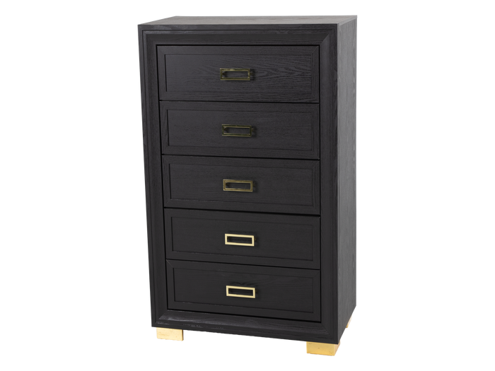 Glam Black 5-Drawer Chest with Gold Accents - view 2