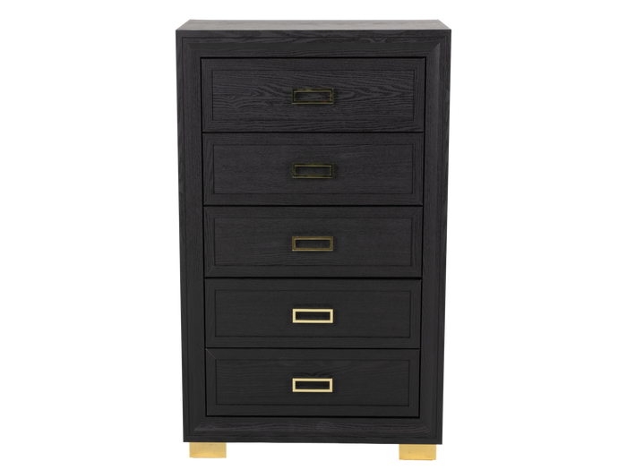 Glam Black 5-Drawer Chest with Gold Accents - view 3