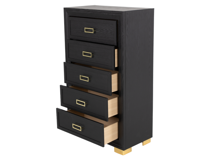 Glam Black 5-Drawer Chest with Gold Accents - view 4