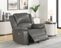 Gray Contemporary Leather-Air Power Rocker Recliner with USB Charging