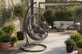 Gray Hanging Egg Chair with Stand & Cushion – Steel Frame, All-Weather Wicker