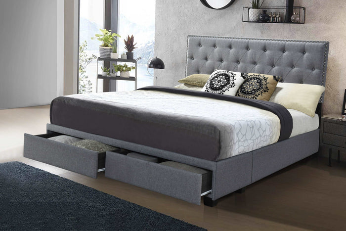 3 Piece Upholstered Storage Bed by Mollai Collections | Bel Furniture