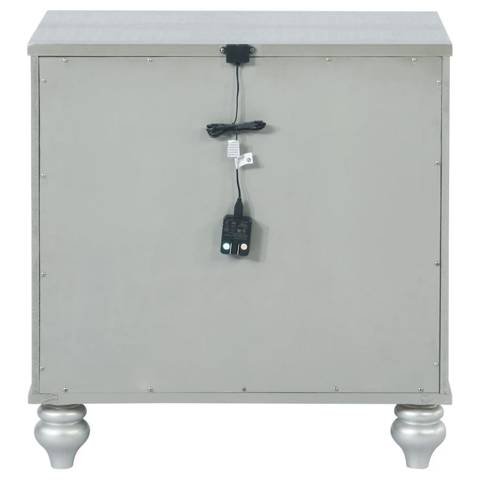 Gunnison - 2-Drawer Nightstand - Silver Metallic