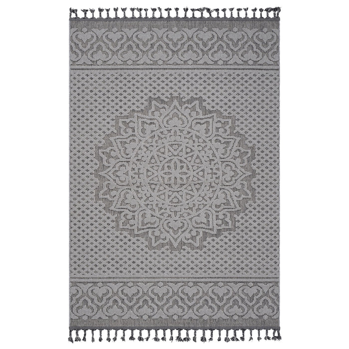 Guros - 4' X 6' Medallion Indoor / Outdoor Area Rug - Gray / White by Naar Rug | Bel Furniture