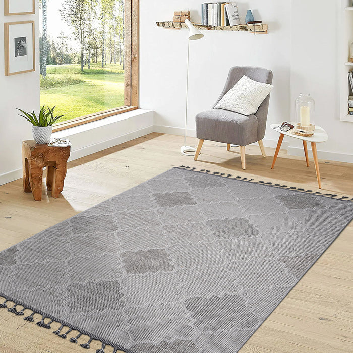 Guros - 8' X 10' Trellis Indoor / Outdoor Area Rug - White / Gray - view 5