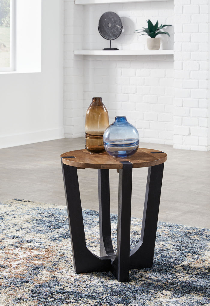 Hanneforth - Round End Table - Brown - view 7