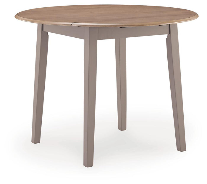 Harperfeld Round Dining Room Drop Leaf Table Natural and Gray
